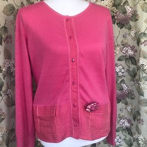 EUC Sigrid Olsen Cardigan with Brooch